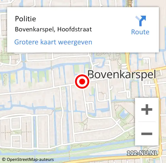 Locatie op kaart van de 112 melding: Politie Bovenkarspel, Hoofdstraat op 14 augustus 2015 16:48