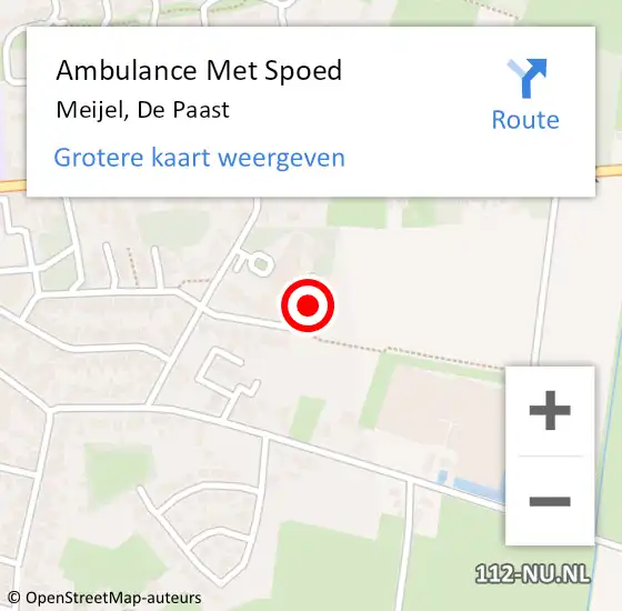 Locatie op kaart van de 112 melding: Ambulance Met Spoed Naar Meijel, De Paast op 14 augustus 2015 17:40