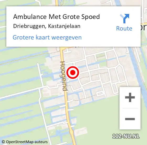 Locatie op kaart van de 112 melding: Ambulance Met Grote Spoed Naar Driebruggen, Kastanjelaan op 14 augustus 2015 17:52