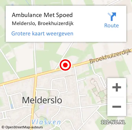 Locatie op kaart van de 112 melding: Ambulance Met Spoed Naar Melderslo, Broekhuizerdijk op 14 augustus 2015 18:32