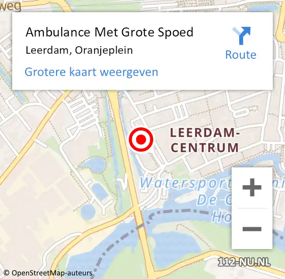 Locatie op kaart van de 112 melding: Ambulance Met Grote Spoed Naar Leerdam, Oranjeplein op 14 augustus 2015 18:45