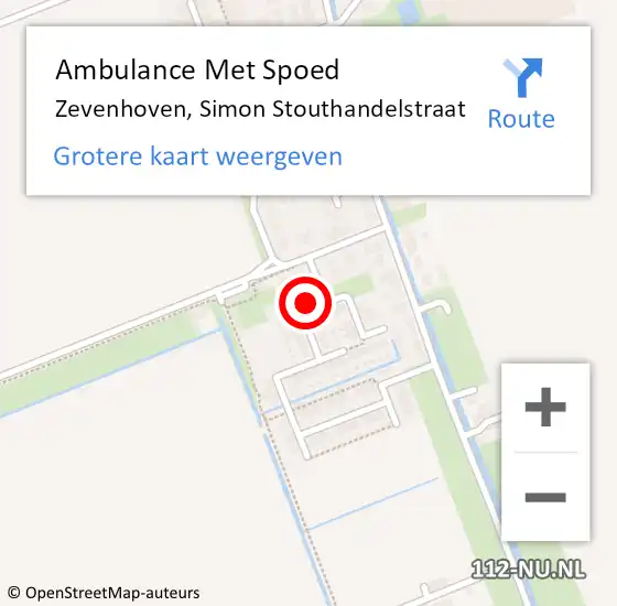 Locatie op kaart van de 112 melding: Ambulance Met Spoed Naar Zevenhoven, Simon Stouthandelstraat op 14 augustus 2015 18:53