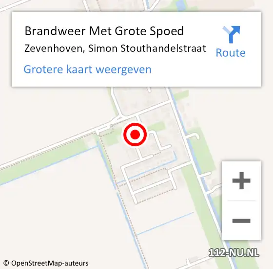 Locatie op kaart van de 112 melding: Brandweer Met Grote Spoed Naar Zevenhoven, Simon Stouthandelstraat op 14 augustus 2015 19:16