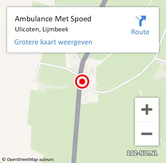 Locatie op kaart van de 112 melding: Ambulance Met Spoed Naar Ulicoten, Lijmbeek op 14 augustus 2015 19:21