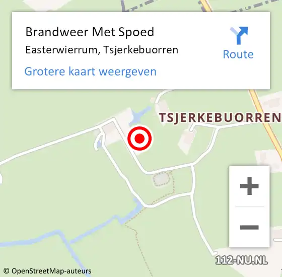 Locatie op kaart van de 112 melding: Brandweer Met Spoed Naar Easterwierrum, Tsjerkebuorren op 14 augustus 2015 21:52