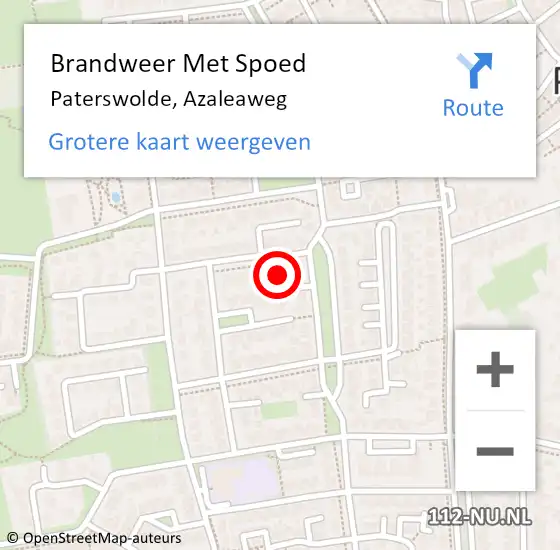 Locatie op kaart van de 112 melding: Brandweer Met Spoed Naar Paterswolde, Azaleaweg op 14 augustus 2015 22:15