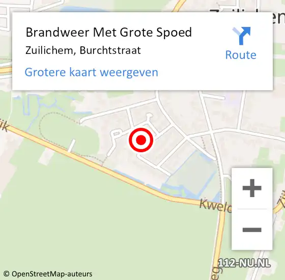 Locatie op kaart van de 112 melding: Brandweer Met Grote Spoed Naar Zuilichem, Burchtstraat op 14 augustus 2015 22:33