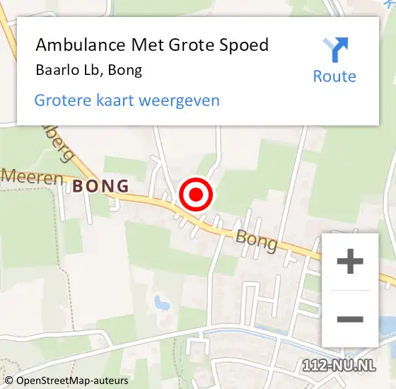 Locatie op kaart van de 112 melding: Ambulance Met Grote Spoed Naar Baarlo Lb, Bong op 17 november 2013 12:39