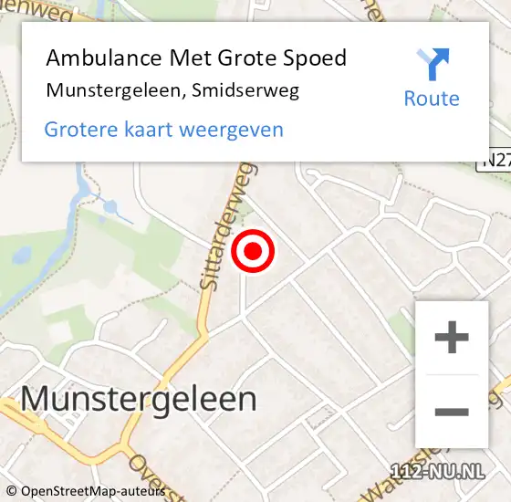 Locatie op kaart van de 112 melding: Ambulance Met Grote Spoed Naar Munstergeleen, Smidserweg op 17 november 2013 12:43