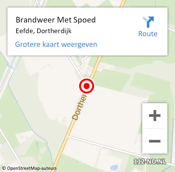 Locatie op kaart van de 112 melding: Brandweer Met Spoed Naar Eefde, Dortherdijk op 15 augustus 2015 01:33