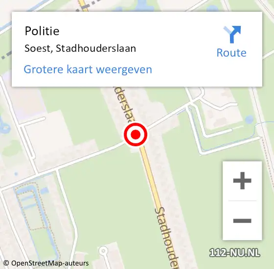 Locatie op kaart van de 112 melding: Politie Soest, Stadhouderslaan op 15 augustus 2015 01:54