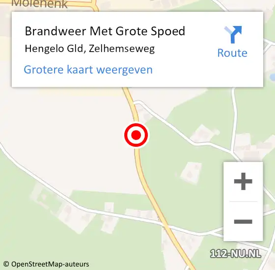Locatie op kaart van de 112 melding: Brandweer Met Grote Spoed Naar Hengelo Gld, Zelhemseweg op 15 augustus 2015 02:11