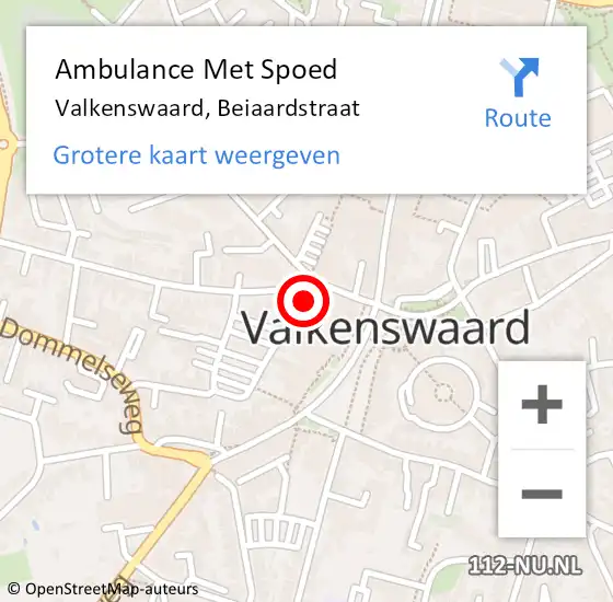 Locatie op kaart van de 112 melding: Ambulance Met Spoed Naar Valkenswaard, Beiaardstraat op 15 augustus 2015 02:18