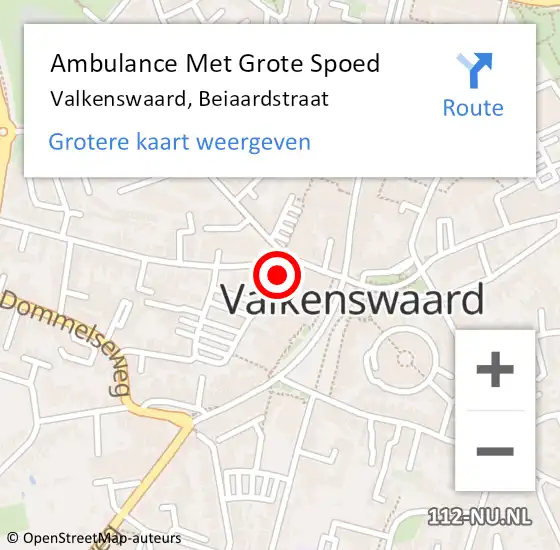 Locatie op kaart van de 112 melding: Ambulance Met Grote Spoed Naar Valkenswaard, Beiaardstraat op 15 augustus 2015 02:24