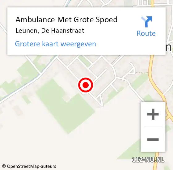 Locatie op kaart van de 112 melding: Ambulance Met Grote Spoed Naar Leunen, De Haanstraat op 13 september 2013 07:18