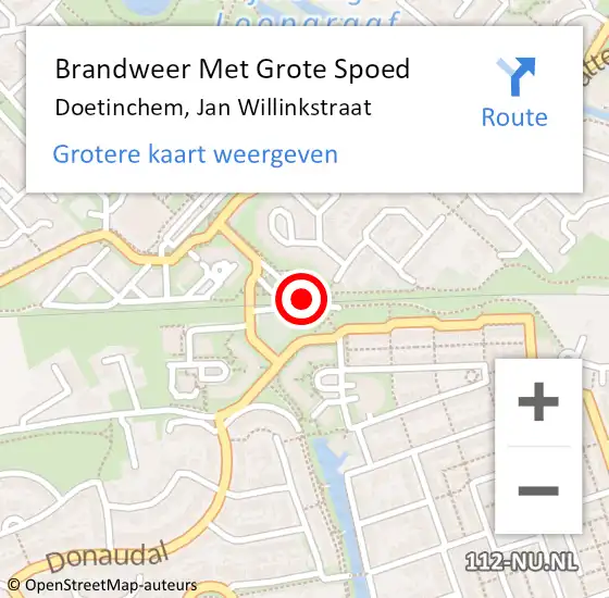 Locatie op kaart van de 112 melding: Brandweer Met Grote Spoed Naar Doetinchem, Jan Willinkstraat op 15 augustus 2015 03:26