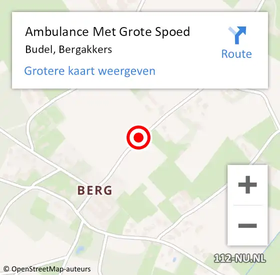 Locatie op kaart van de 112 melding: Ambulance Met Grote Spoed Naar Budel, Bergakkers op 15 augustus 2015 04:08