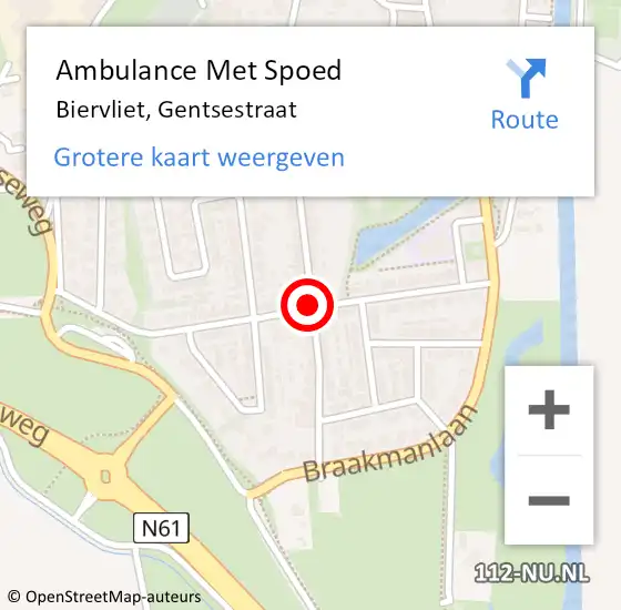 Locatie op kaart van de 112 melding: Ambulance Met Spoed Naar Biervliet, Gentsestraat op 15 augustus 2015 05:52