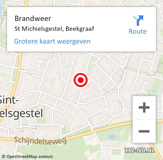 Locatie op kaart van de 112 melding: Brandweer St Michielsgestel, Beekgraaf op 15 augustus 2015 06:18