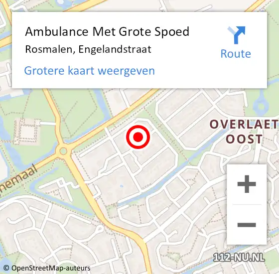 Locatie op kaart van de 112 melding: Ambulance Met Grote Spoed Naar Rosmalen, Engelandstraat op 15 augustus 2015 07:30