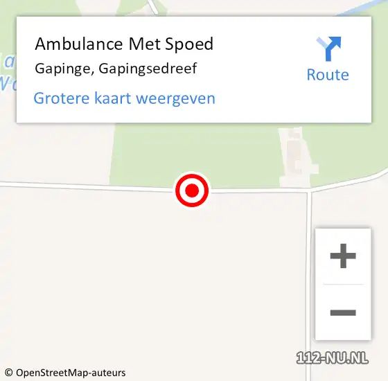 Locatie op kaart van de 112 melding: Ambulance Met Spoed Naar Gapinge, Gapingsedreef op 15 augustus 2015 08:50