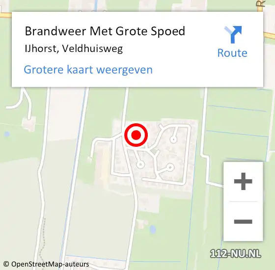 Locatie op kaart van de 112 melding: Brandweer Met Grote Spoed Naar IJhorst, Veldhuisweg op 15 augustus 2015 10:00