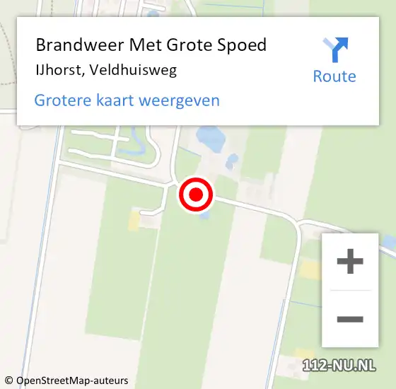 Locatie op kaart van de 112 melding: Brandweer Met Grote Spoed Naar IJhorst, Veldhuisweg op 15 augustus 2015 10:03