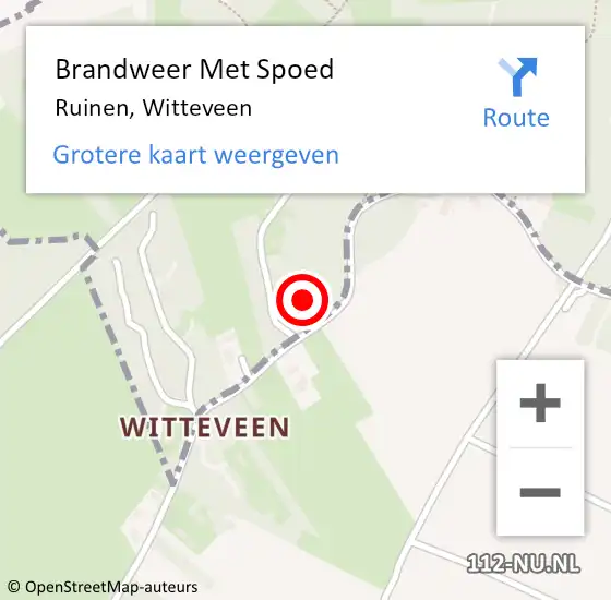 Locatie op kaart van de 112 melding: Brandweer Met Spoed Naar Ruinen, Witteveen op 15 augustus 2015 10:10