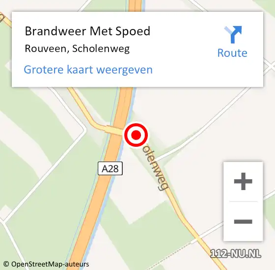 Locatie op kaart van de 112 melding: Brandweer Met Spoed Naar Rouveen, Scholenweg op 15 augustus 2015 10:10