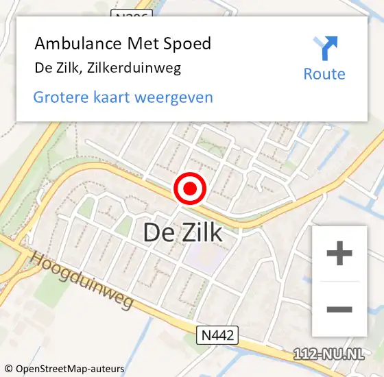 Locatie op kaart van de 112 melding: Ambulance Met Spoed Naar De Zilk, Zilkerduinweg op 15 augustus 2015 10:44