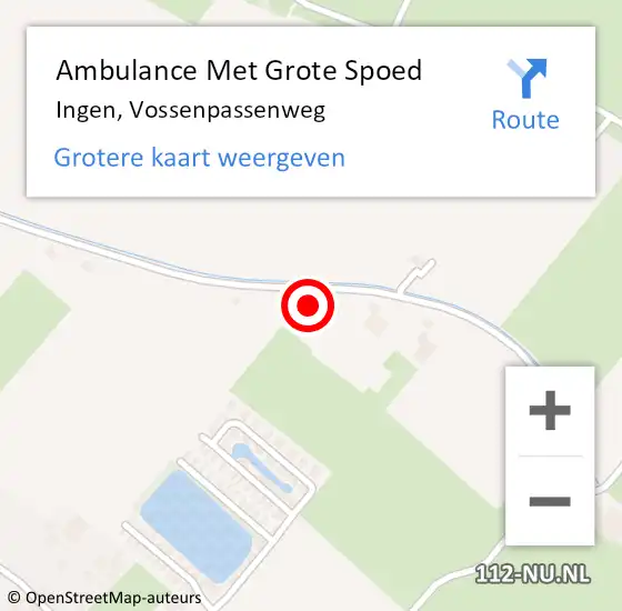 Locatie op kaart van de 112 melding: Ambulance Met Grote Spoed Naar Ingen, Vossenpassenweg op 13 september 2013 07:28