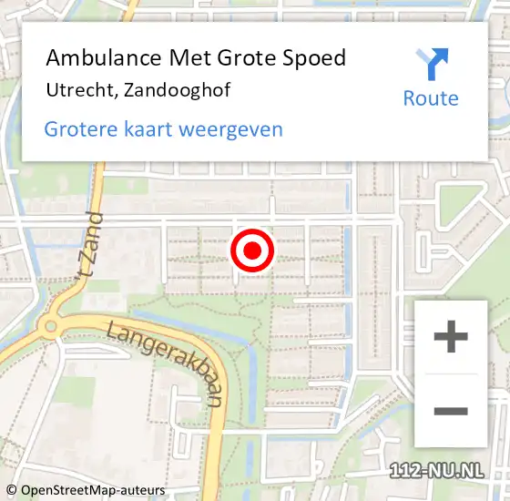 Locatie op kaart van de 112 melding: Ambulance Met Grote Spoed Naar Utrecht, Zandooghof op 17 november 2013 13:49