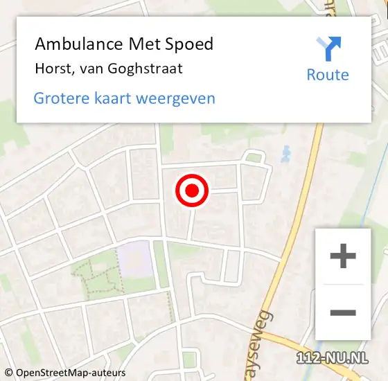 Locatie op kaart van de 112 melding: Ambulance Met Spoed Naar Horst, van Goghstraat op 17 november 2013 13:49