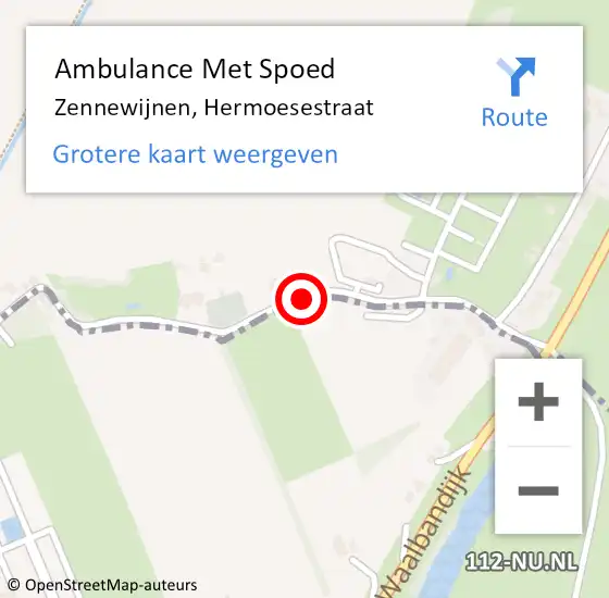 Locatie op kaart van de 112 melding: Ambulance Met Spoed Naar Zennewijnen, Hermoesestraat op 15 augustus 2015 15:22