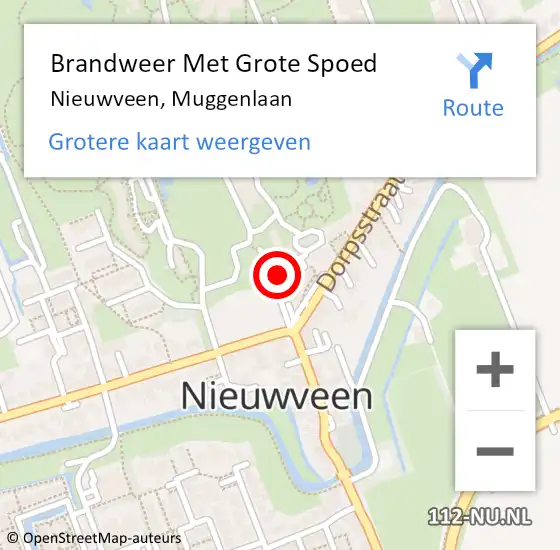 Locatie op kaart van de 112 melding: Brandweer Met Grote Spoed Naar Nieuwveen, Muggenlaan op 17 november 2013 14:06