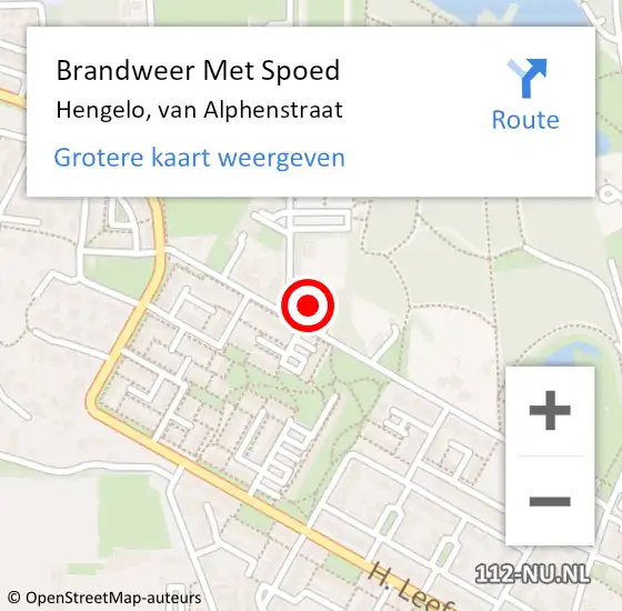 Locatie op kaart van de 112 melding: Brandweer Met Spoed Naar Hengelo, van Alphenstraat op 15 augustus 2015 18:16