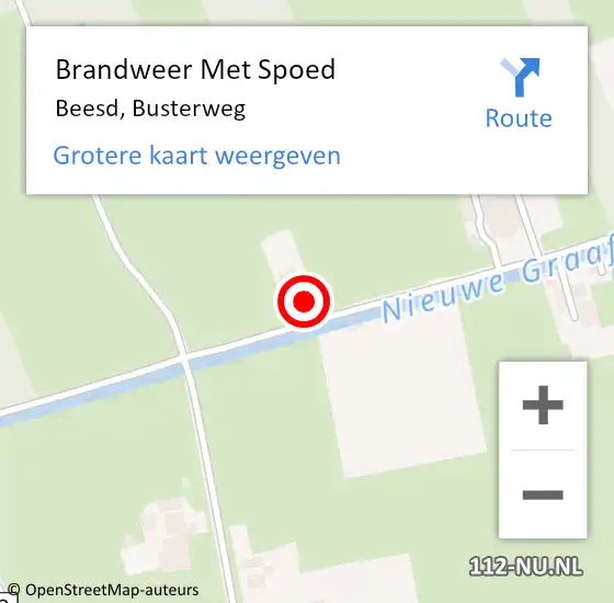 Locatie op kaart van de 112 melding: Brandweer Met Spoed Naar Beesd, Busterweg op 15 augustus 2015 18:32