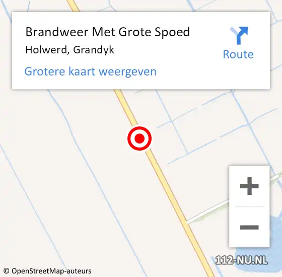 Locatie op kaart van de 112 melding: Brandweer Met Grote Spoed Naar Holwerd, Grandyk op 15 augustus 2015 18:55