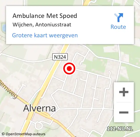 Locatie op kaart van de 112 melding: Ambulance Met Spoed Naar Wijchen, Antoniusstraat op 15 augustus 2015 20:03