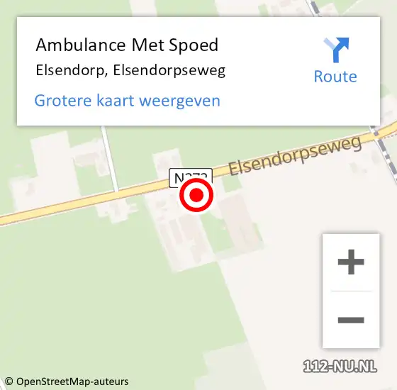 Locatie op kaart van de 112 melding: Ambulance Met Spoed Naar Elsendorp, Elsendorpseweg op 15 augustus 2015 20:27