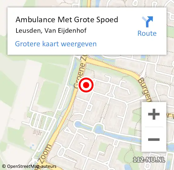 Locatie op kaart van de 112 melding: Ambulance Met Grote Spoed Naar Leusden, Van Eijdenhof op 17 november 2013 14:19