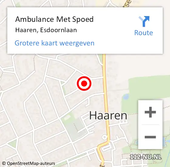 Locatie op kaart van de 112 melding: Ambulance Met Spoed Naar Haaren, Esdoornlaan op 15 augustus 2015 23:23