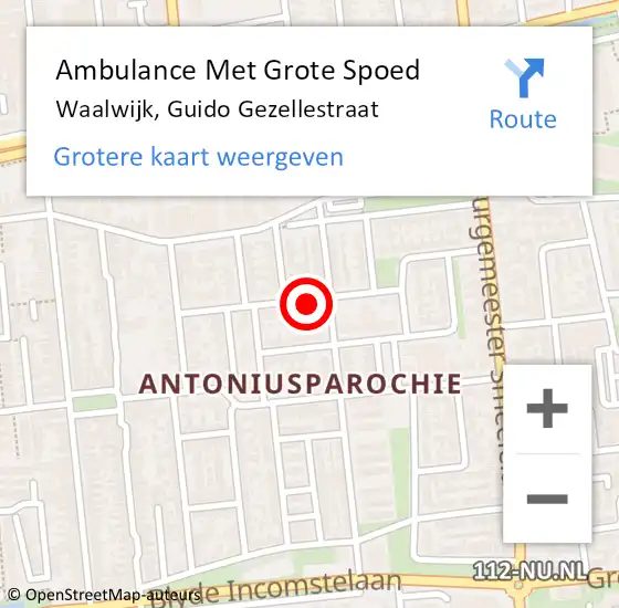 Locatie op kaart van de 112 melding: Ambulance Met Grote Spoed Naar Waalwijk, Guido Gezellestraat op 15 augustus 2015 23:53