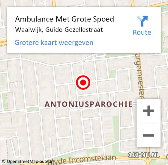 Locatie op kaart van de 112 melding: Ambulance Met Grote Spoed Naar Waalwijk, Guido Gezellestraat op 16 augustus 2015 00:18