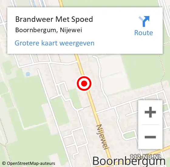 Locatie op kaart van de 112 melding: Brandweer Met Spoed Naar Boornbergum, Nijewei op 16 augustus 2015 00:20