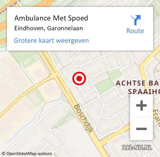 Locatie op kaart van de 112 melding: Ambulance Met Spoed Naar Eindhoven, Garonnelaan op 16 augustus 2015 00:20