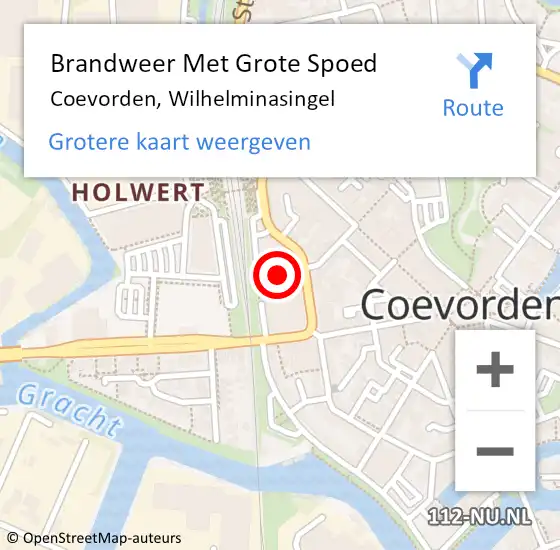 Locatie op kaart van de 112 melding: Brandweer Met Grote Spoed Naar Coevorden, Wilhelminasingel op 16 augustus 2015 01:12