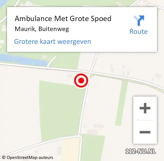 Locatie op kaart van de 112 melding: Ambulance Met Grote Spoed Naar Maurik, Buitenweg op 16 augustus 2015 02:17