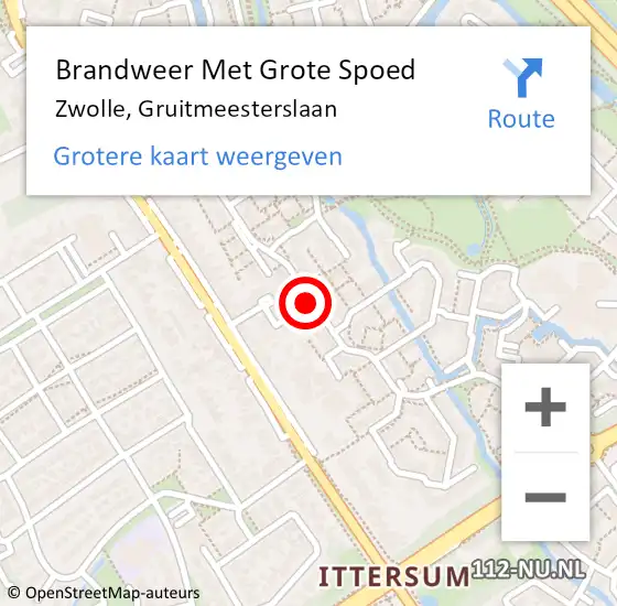 Locatie op kaart van de 112 melding: Brandweer Met Grote Spoed Naar Zwolle, Gruitmeesterslaan op 16 augustus 2015 02:19