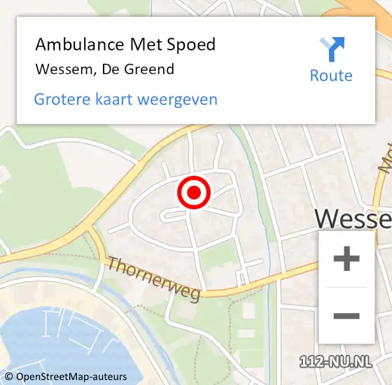 Locatie op kaart van de 112 melding: Ambulance Met Spoed Naar Wessem, De Greend op 16 augustus 2015 06:31